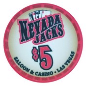 Nevada Jacks Saloon Series Ceramic 10 Gram Poker Chip $5, AGNJS-5